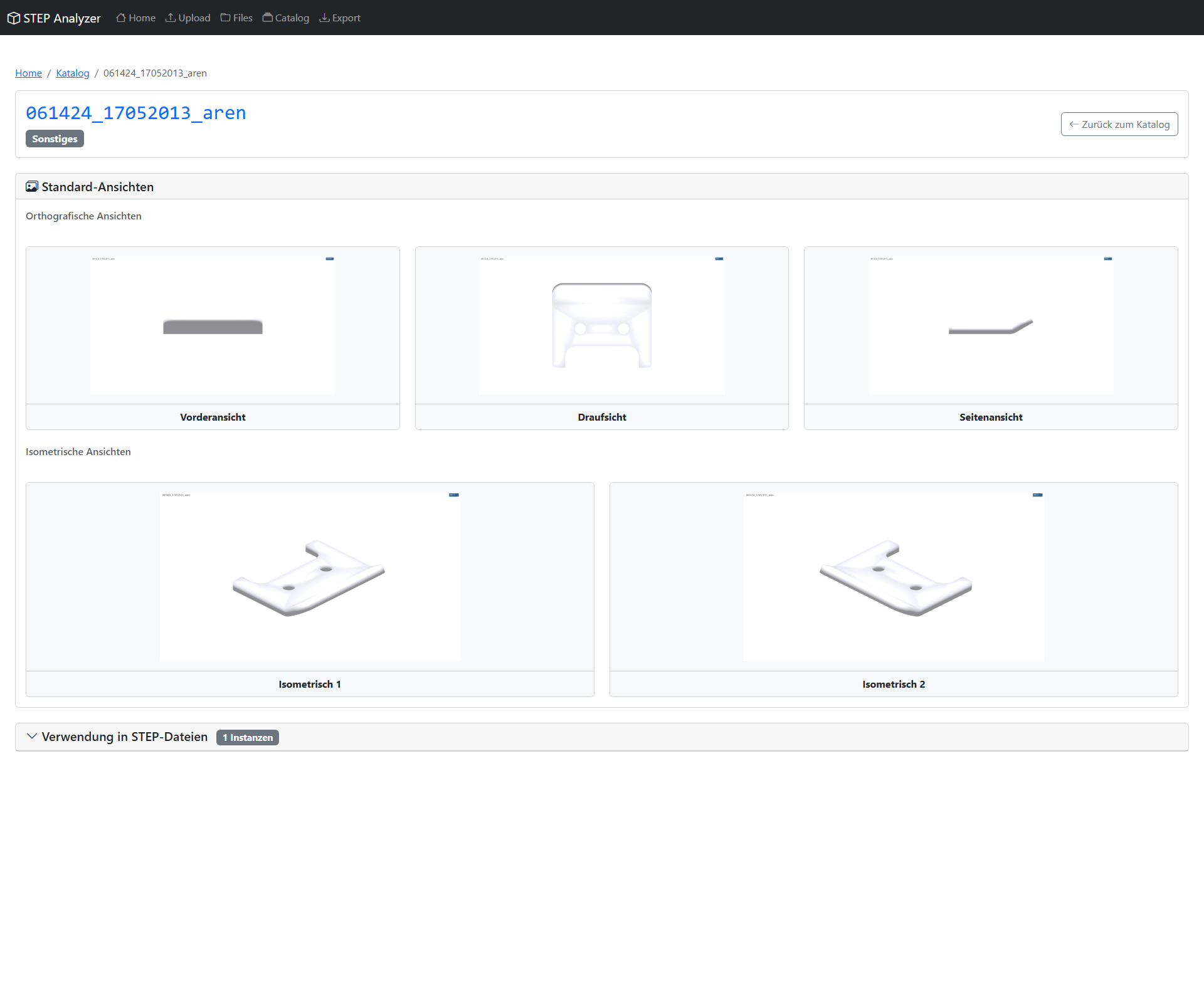 5 Standardansichten pro Teil